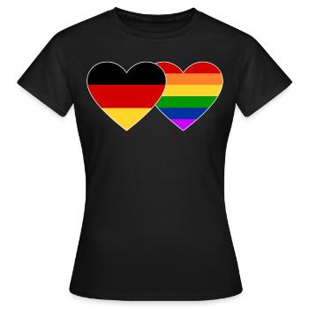 Drapeau arc-en-ciel de l’Allemagne - T-shirt Femme - noir - Devant - AI Model Female 172 dark (172cm)