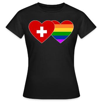 Drapeau arc-en-ciel de la Suisse - T-shirt Femme - noir - Devant - AI Model Female 172 dark (172cm)