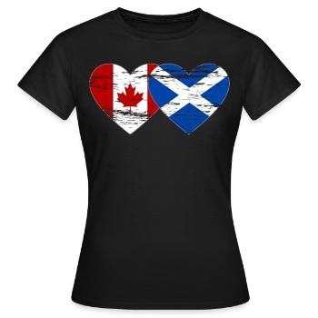 Canada Scotland Flag Heart Used - Women's T-Shirt - black - Front - AI Model Female 172 dark (172cm)