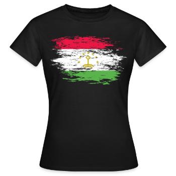 Tadschikistan Flagge used - Frauen T-Shirt - Schwarz - Vorne - AI Model Female 172 dark (172cm)