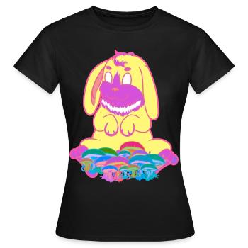 Lapin Ecstasy Drogues Champignons Amoureux de la Nature Rétro - T-shirt Femme - noir - Devant - AI Model Female 172 dark (172cm)