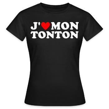 J' aime mon tonton cadeau oncle coeur rouge - T-shirt Femme - noir - Devant - AI Model Female 172 dark (172cm)