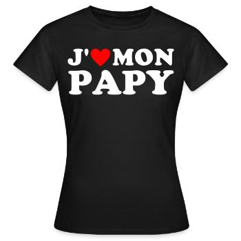 J' aime mon papy cadeau grand-père coeur rouge - T-shirt Femme - noir - Devant - AI Model Female 172 dark (172cm)