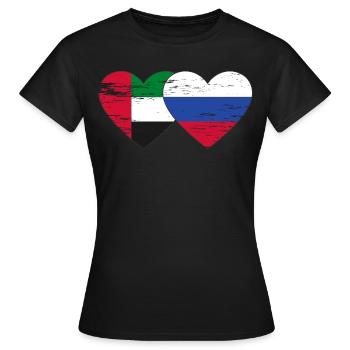 Émirats arabes unis Russie Cœur - T-shirt Femme - noir - Devant - AI Model Female 172 dark (172cm)