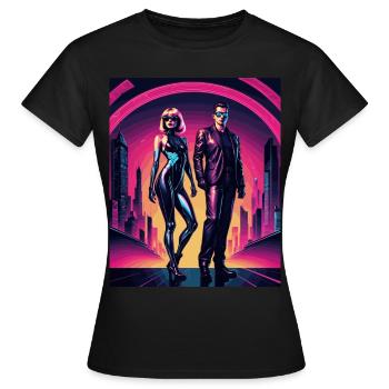 2reborn CyberCity Cybercrime Cyberlove 6 - Frauen T-Shirt - Schwarz - Vorne - AI Model Female 172 dark (172cm)