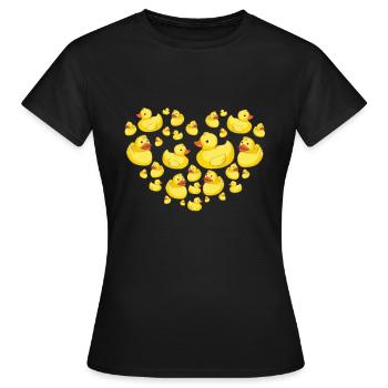 Gummienten Herz Süß Kinder Familie Entchen Entlein - Frauen T-Shirt - Schwarz - Vorne - AI Model Female 172 dark (172cm)