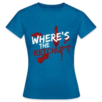 Où est la sauce tomate ketchup griller des frites - T-shirt Femme - bleu saphir antique chiné - Devant - AI Model Female 172 dark (172cm)