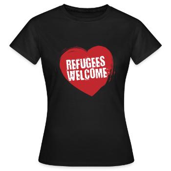 Des réfugiés accueillent des réfugiés activistes demandeurs d'asile - T-shirt Femme - noir - Devant - AI Model Female 172 dark (172cm)