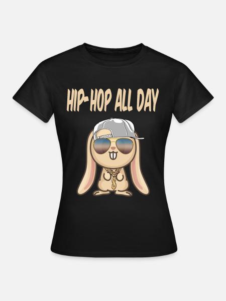 Cool Hase Kaninchen Hip Hop Rap Flex Urban Idee - Frauen T-Shirt - Schwarz