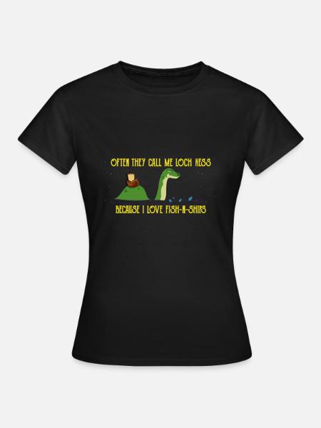 Loch Ness Monster Fish And Chips - Women's T-Shirt - black