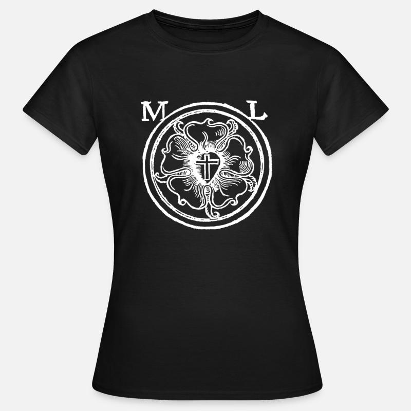 Martin Luther Rose oder Siegel der Reformation - Frauen T-Shirt - Schwarz