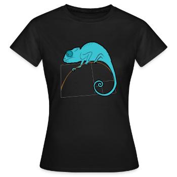 Fibonacci Chamäleon - Goldener Schnitt - Frauen T-Shirt - Schwarz - Vorne - AI Model Female 172 dark (172cm)