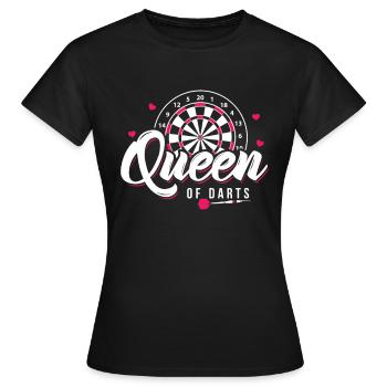 Queen of Darts Darten Dartspielerin Dart Geschenk - Frauen T-Shirt - Schwarz - Vorne - AI Model Female 172 dark (172cm)