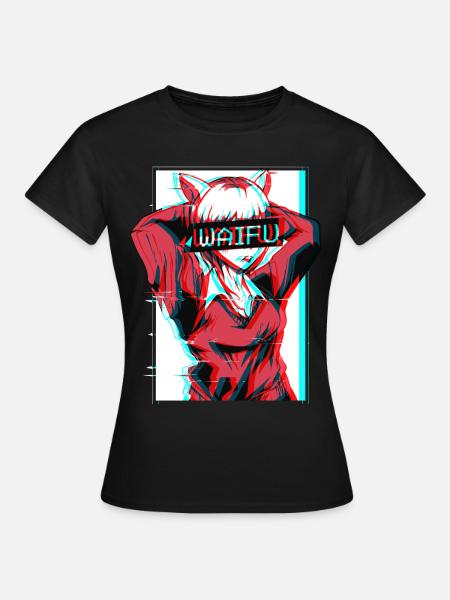 Waifu Neko Anime Cat Girl Vaporwave Geschenk - Dame-T-shirt - sort