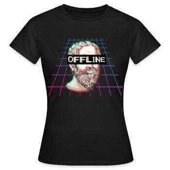 Plato Philosophy Vaporwave Offline Gift - T-shirt Femme - noir - Devant - AI Model Female 172 dark (172cm)