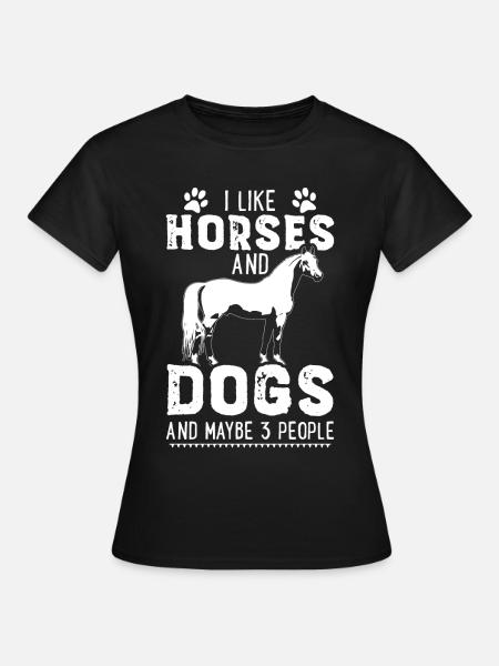 Pferde Hunde Pferdeliebhaber Geschenk Pferd Hund - Frauen T-Shirt - Schwarz
