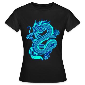 Elektrischer, blauer orientalischer Drache - Frauen T-Shirt - Schwarz - Vorne - AI Model Female 172 dark (172cm)