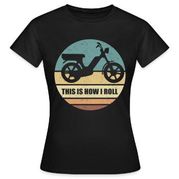 Mobylette Mobylette Mobylette Mobylette Mobylette Mobylette Cyclomoteur cadeau - T-shirt Femme - noir - Devant - AI Model Female 172 dark (172cm)