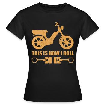 Mobylettes mobylettes | Mobylette Mobylette Cyclomoteur cadeau - T-shirt Femme - noir - Devant - AI Model Female 172 dark (172cm)