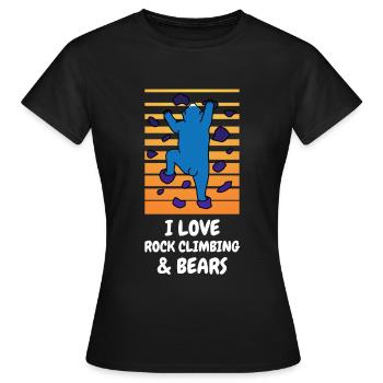 I Love Rock Climbing & Bears Lustig Bär Climber - Frauen T-Shirt - Schwarz - Vorne - AI Model Female 172 dark (172cm)