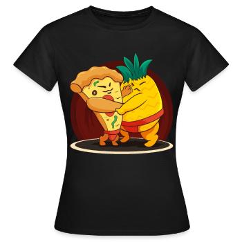 Drôle japonais Sumo Ananas Hawaiian Pizza Amer - T-shirt Femme - noir - Devant - AI Model Female 172 dark (172cm)