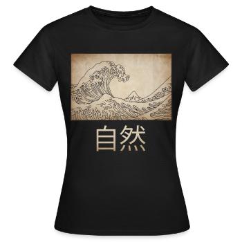Dark Academia Aesthetic Great Wave Off Kanagawa - Frauen T-Shirt - Schwarz - Vorne - AI Model Female 172 dark (172cm)