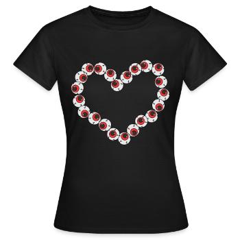 Weirdcore Aesthetic Strange Heart from Eyeballs Odd - Women's T-Shirt - black - Front - AI Model Female 172 dark (172cm)