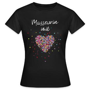 Masseurin mit Herz Physiotherapie - Frauen T-Shirt - Schwarz - Vorne - AI Model Female 172 dark (172cm)
