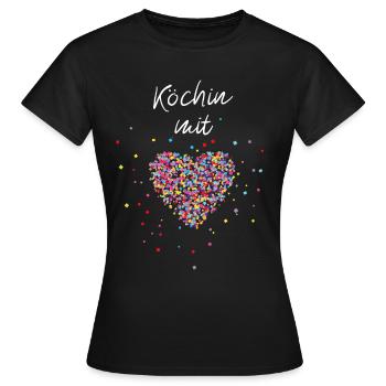 Köchin mit Herz Kochen Gastronomie Essen - Frauen T-Shirt - Schwarz - Vorne - AI Model Female 172 dark (172cm)
