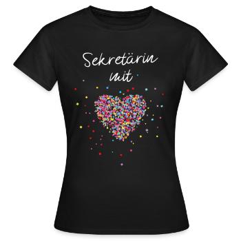 Sekretärin mit Herz Büro Büroleben - Frauen T-Shirt - Schwarz - Vorne - AI Model Female 172 dark (172cm)