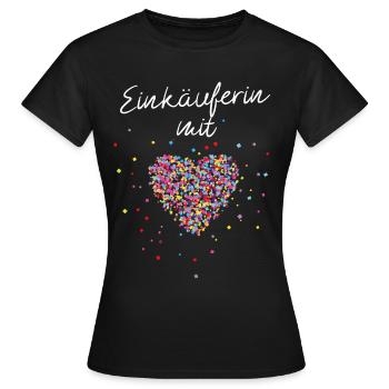 Einkäuferin mit Herz Geschenkidee - Frauen T-Shirt - Schwarz - Vorne - AI Model Female 172 dark (172cm)