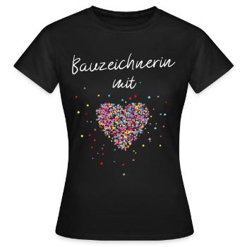 Bauzeichnerin mit Herz Handwerkerin - Frauen T-Shirt - Schwarz - Vorne - AI Model Female 172 dark (172cm)