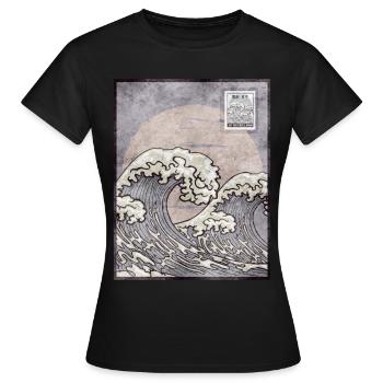 Esthétique japonaise Kanagawa Wave timbre-poste G - T-shirt Femme - noir - Devant - AI Model Female 172 dark (172cm)