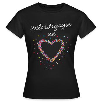 Heilpädagogin Mit Herz Sonderschule - Frauen T-Shirt - Schwarz - Vorne - AI Model Female 172 dark (172cm)