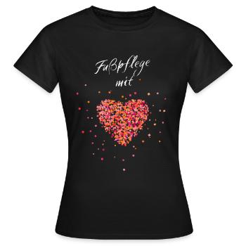 Fußpflege mit Herz Fußpflege Nagelstudio - Frauen T-Shirt - Schwarz - Vorne - AI Model Female 172 dark (172cm)