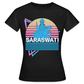 Saraswati Déesse hindoue Mythologie hindoue Cadeau - T-shirt Femme - noir - Devant - AI Model Female 172 dark (172cm)