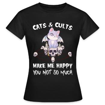 Les chats et les sectes me rendent heureux Tu ne es pas - T-shirt Femme - noir - Devant - AI Model Female 172 dark (172cm)