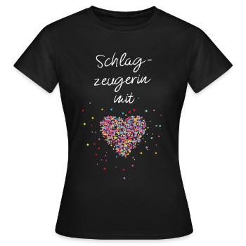 Schlagzeugerin Mit Herz Schlagzeug Musik - Frauen T-Shirt - Schwarz - Vorne - AI Model Female 172 dark (172cm)