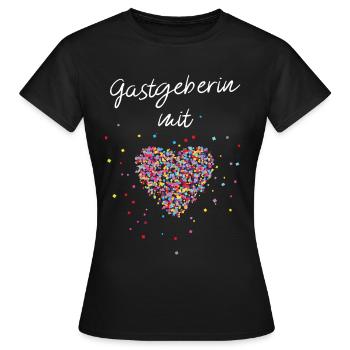 Gastgeberin Mit Herz Austauschfamilie - Frauen T-Shirt - Schwarz - Vorne - AI Model Female 172 dark (172cm)