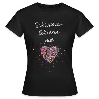 Schwimmlehrerin Mit Herz Schwimmerin - Frauen T-Shirt - Schwarz - Vorne - AI Model Female 172 dark (172cm)