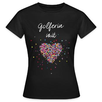 Golferin Mit Herz Golf Golfen Golfplatz - Frauen T-Shirt - Schwarz - Vorne - AI Model Female 172 dark (172cm)