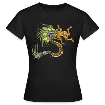 Quetzalcoatl Aztec Maya Serpent à plumes - T-shirt Femme - noir - Devant - AI Model Female 172 dark (172cm)