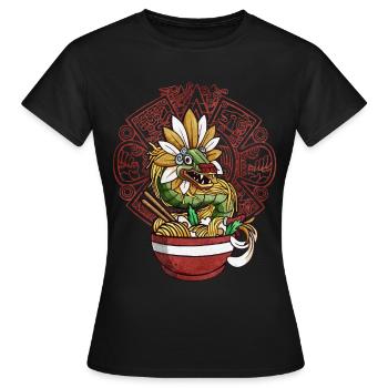 Quetzalcoatl Aztec Snake Ramen Nouilles - T-shirt Femme - noir - Devant - AI Model Female 172 dark (172cm)