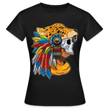 Quetzalcoatl Skull Guerrier aztèque Maya Inka Tolt - T-shirt Femme - noir - Devant - AI Model Female 172 dark (172cm)