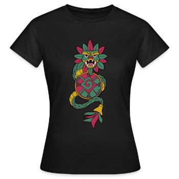 Quetzalcoatl Aztec Snake Maya Aztec Stone Ink - T-shirt Femme - noir - Devant - AI Model Female 172 dark (172cm)
