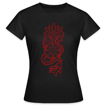 Quetzalcoatl Aztec Snake Maya Aztec Stone Ink - T-shirt Femme - noir - Devant - AI Model Female 172 dark (172cm)