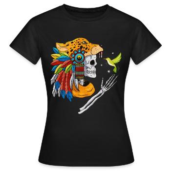 Quetzalcoatl Aztec Skull Maya Inca Toltèques - T-shirt Femme - noir - Devant - AI Model Female 172 dark (172cm)