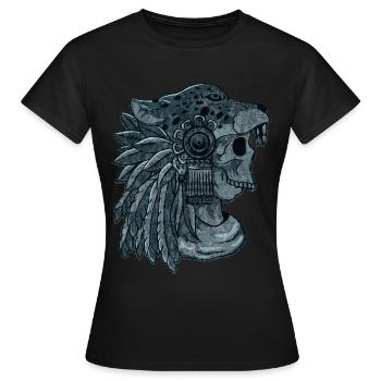 Quetzalcoatl Skull Guerrier aztèque Maya Inka Tolt - T-shirt Femme - noir - Devant - AI Model Female 172 dark (172cm)