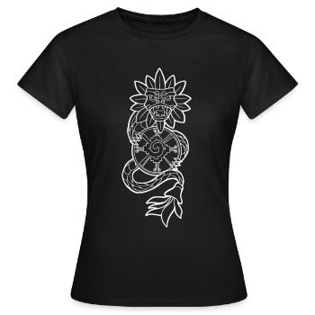 Quetzalcoatl Aztec Snake Maya Aztec Stone Ink - T-shirt Femme - noir - Devant - AI Model Female 172 dark (172cm)