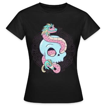 Quetzalcoatl Skull Aztec Serpent à plumes Ma - T-shirt Femme - noir - Devant - AI Model Female 172 dark (172cm)